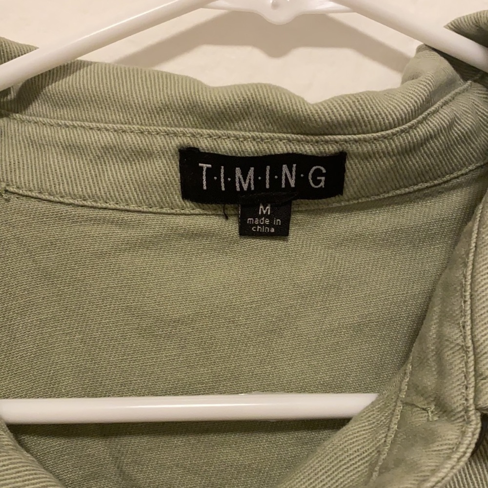 Timing Light Green Button Up Jacket With Fray Bot… - image 3